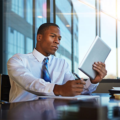 Man thinking at desk