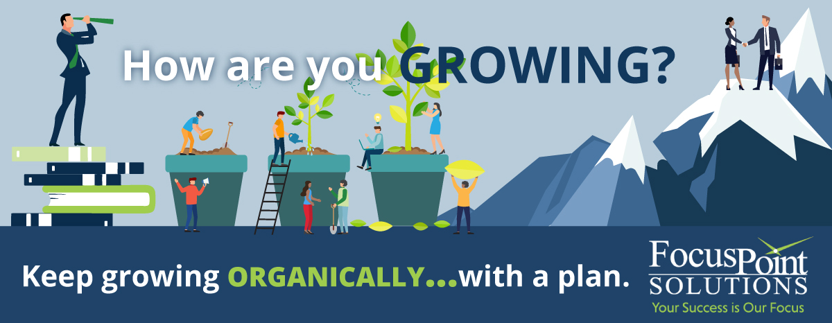 How are you GROWING? banner where a man is looking through telescope at growing businesses.