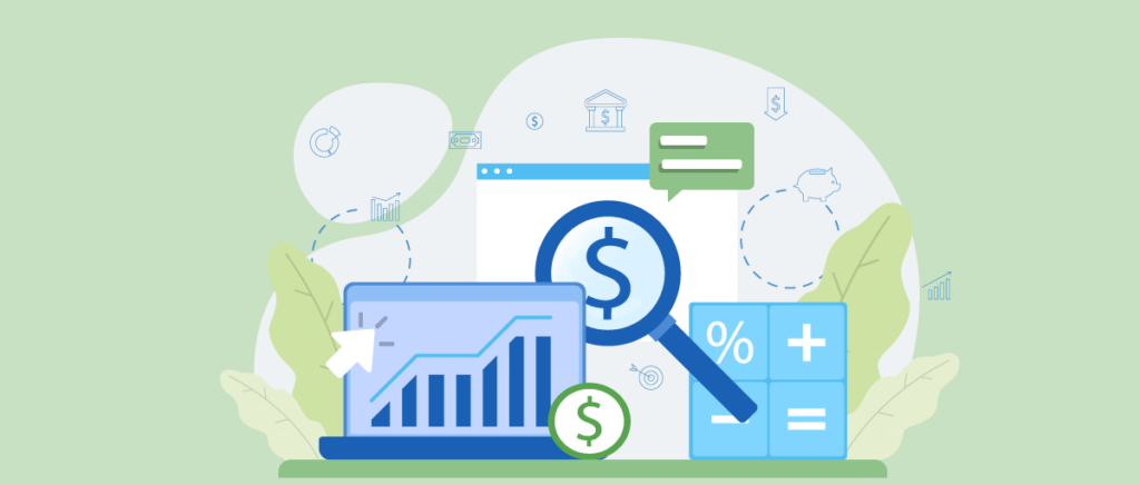 Illustration of money and figuring out assets.